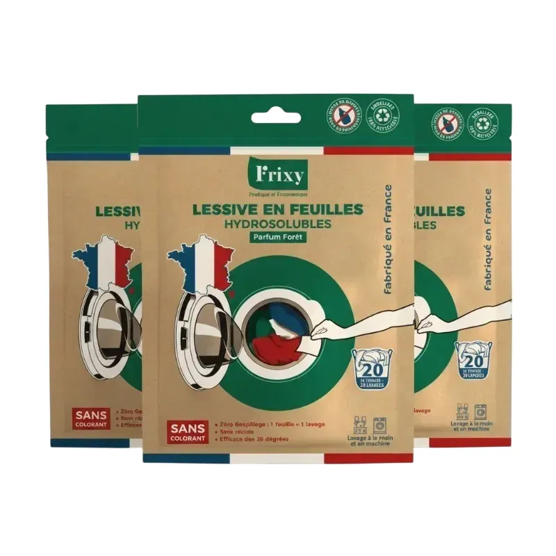 Lessive en Feuilles FRIXY - Pack Confort 3 sachets (60 lavages)